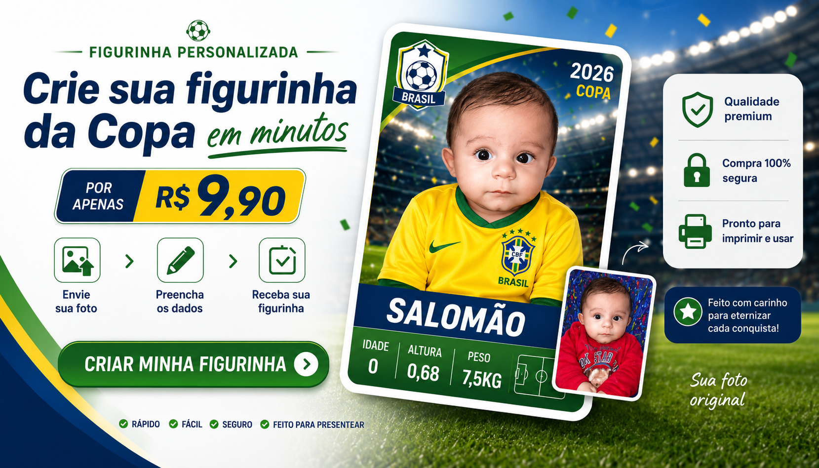 Crie sua figurinha da Copa em minutos por R$ 9,90